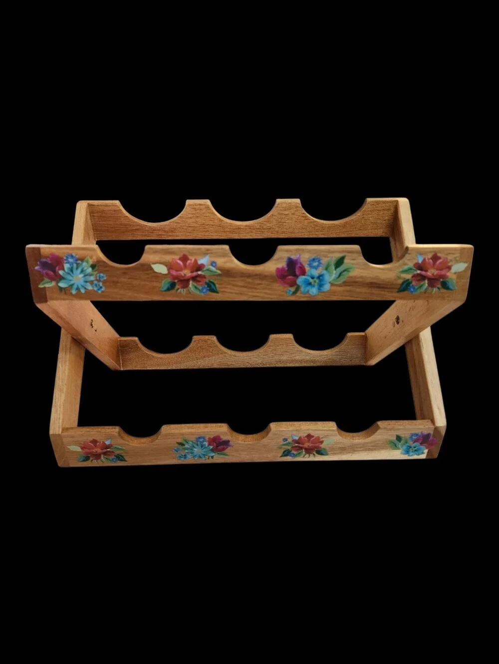 Pioneer Woman Acacia Wood Folding Wine Rack Spring Bouquet 14” Collapsing 14